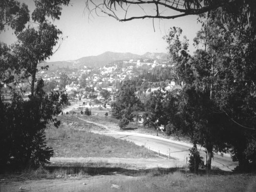 View from Micheltorena Street of homes on a hill