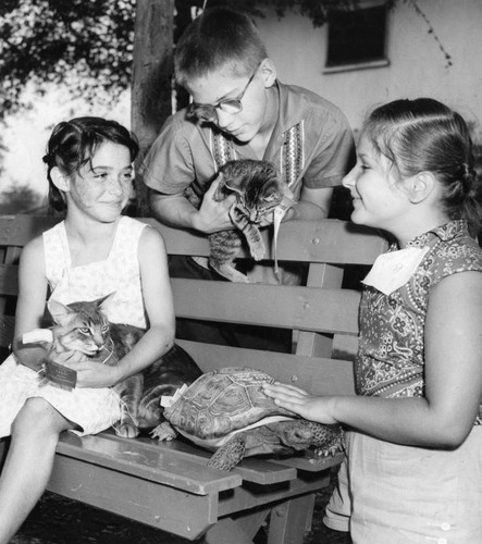 Children parade animals in pet show at Valley Park