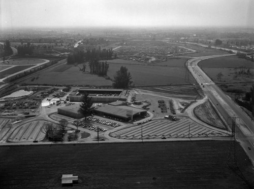 Rose Hills Road and 605 Freeway, City of Industry, looking southwest