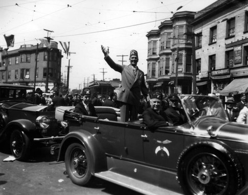 Shriners and their automobiles, view 1