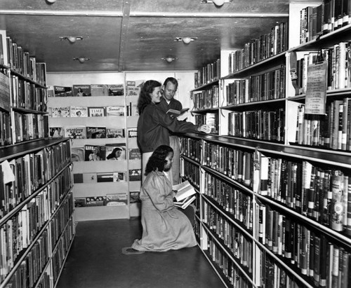 Interior view of a Los Angeles Public Library Bookmobile