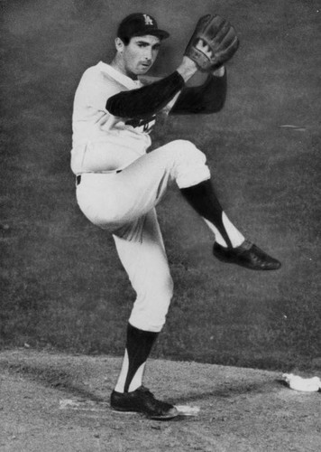 Sandy Koufax pitching the ball