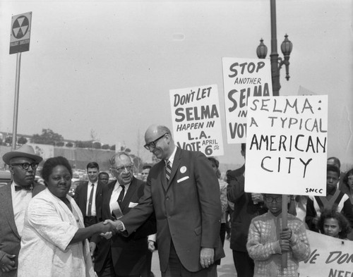 James Roosevelt attends civil rights rally