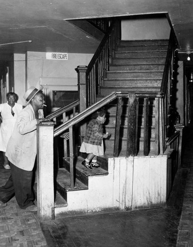 Skid row hotel, interior view