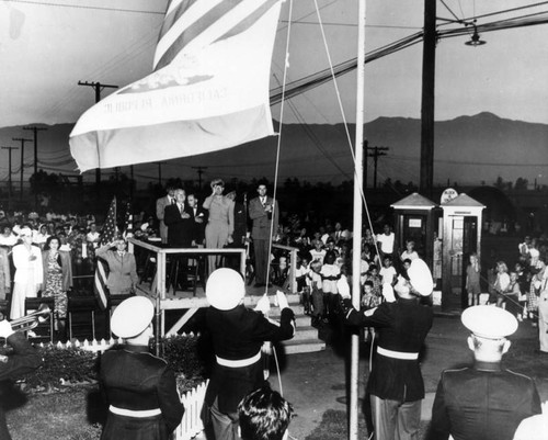 Raising of the flag, Rodger Young Village