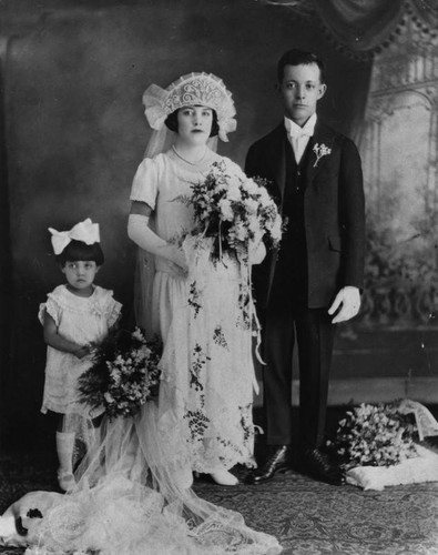 Mexican American couple in wedding portrait