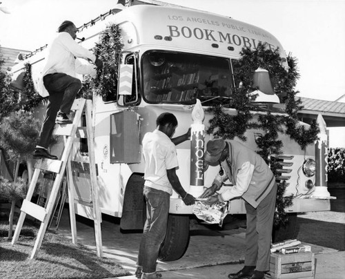 Decorating a Los Angeles Public Library Bookmobile