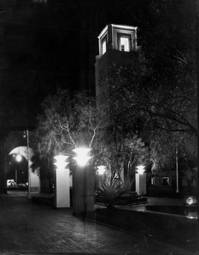 Night view of courtyard, Union Station