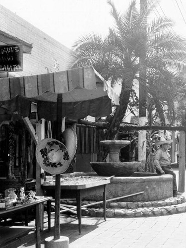 View of the plaza fountain, Olvera Street