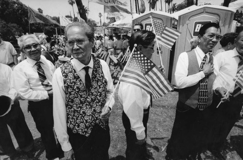 Patriotic men at the Lotus Festival, Echo Park