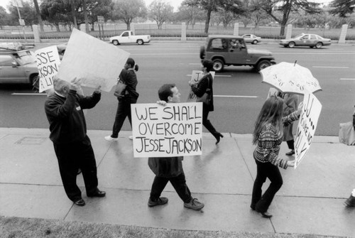 Protestors in front of the Federal Building