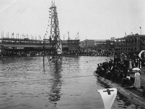 Swimming lagoon and amphitheater at Venice of America