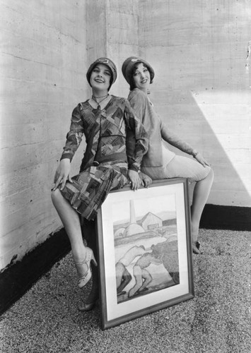 Gertie and Della with painting, view 2