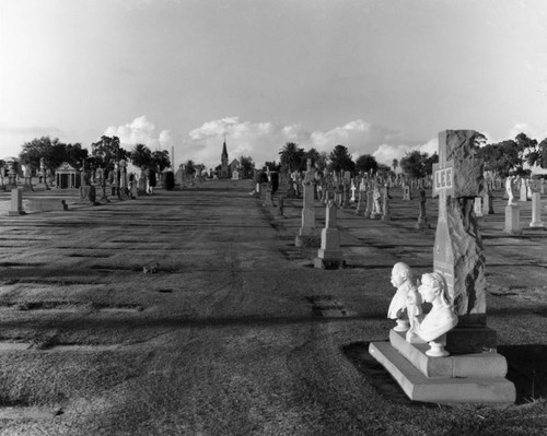 Gravestones at New Calvary Cemetery