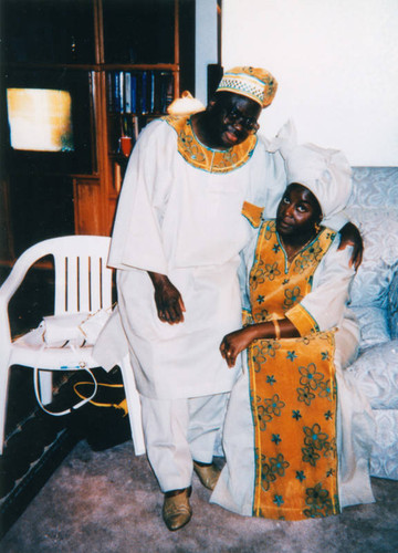 Michael Omorogieva and wife in traditional Nigerian dress