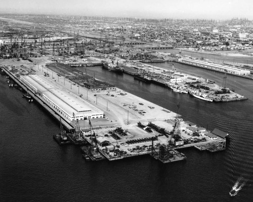 Pier "E" and Pier "F", Long Beach Harbor, looking northeast