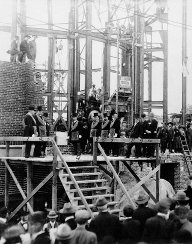 Laying cornerstone, Los Angeles County Museum