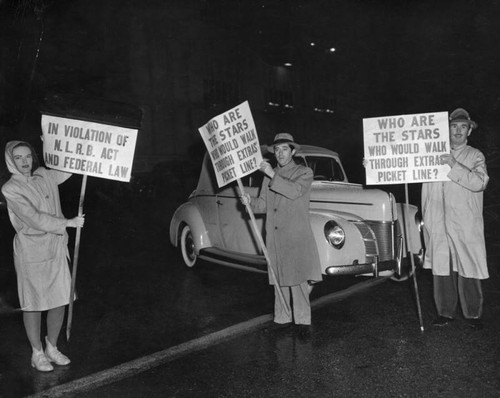 Picketers during strike