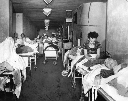 Patients at crowded County Hospital