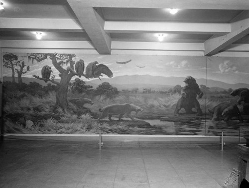 Tar Pits mural in museum