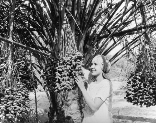 Young girl with a bunch of dates