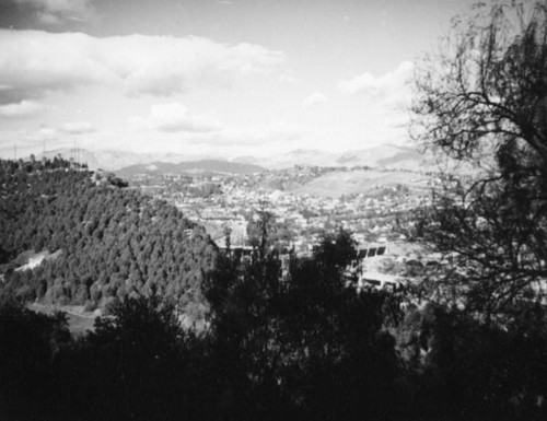 View of the Los Angeles River bridges and city from Elysian Park