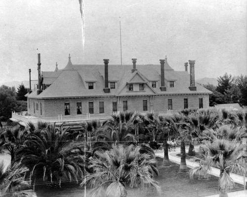 Mayberry Hotel with palm trees, Hemet