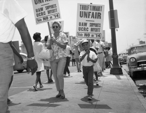 Demonstrators outside the Thriftimart