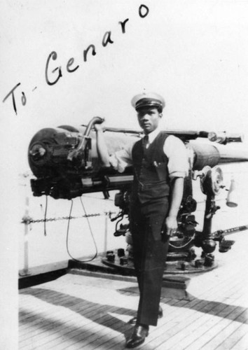 Filipino American sailor aboard ship