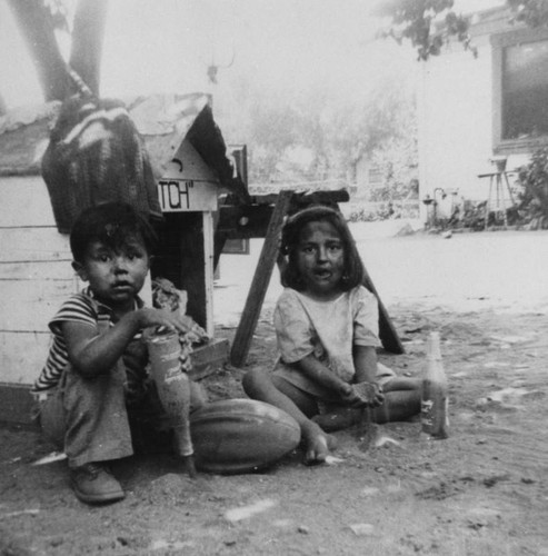 Cousins playing outside