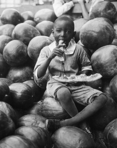 Child eating watermelon