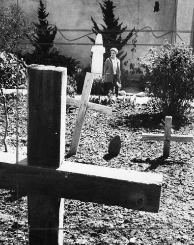 Grave markers in the Mission's cemetery