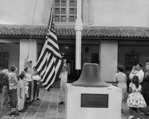 Raising the flag at Lankershim Elementary School