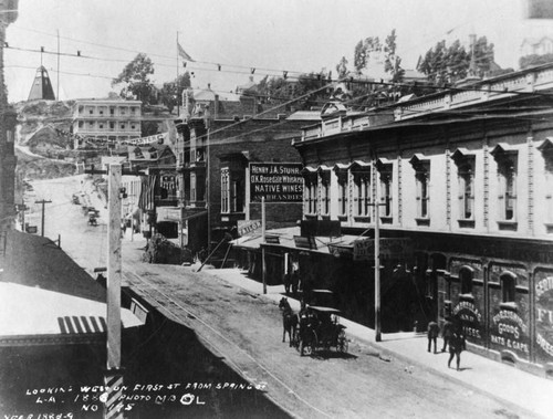 Looking west on 1st St. from Spring St