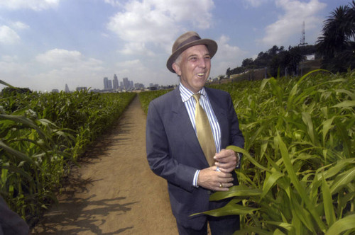 Lewis MacAdams chuckling, "Not a Cornfield" field