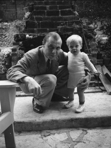 Father and child, Universal City backyard