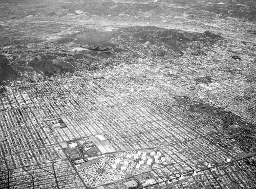 Aerial view of Los Angeles and surrounding vicinities, looking northeast