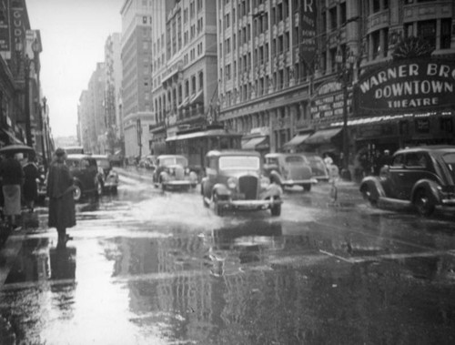 Rain at the Warner Downtown Theatre