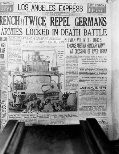 World War I headline