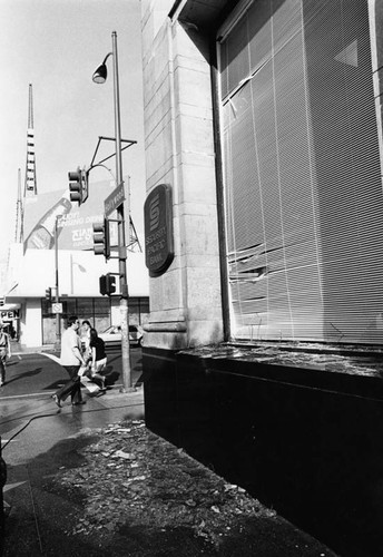 Bank building damaged by earthquake