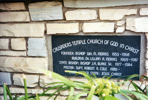 Crusaders Temple Church of God in Christ, cornerstone