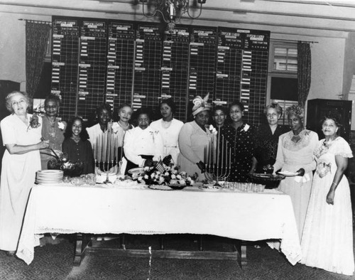 Women at banquet table