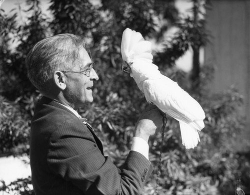 Man with cockatoo