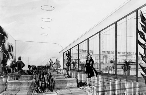 Study of International Hall, a drawing