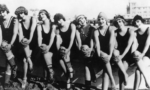 Mack Sennett girls posed on the beach