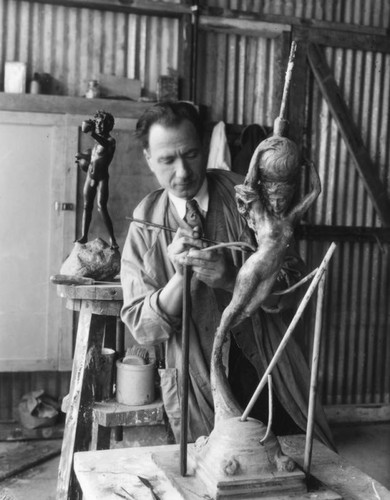 Sculptor in studio