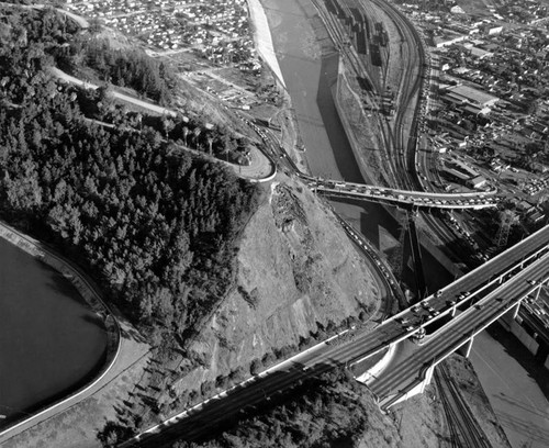 Aerial view of two bridges