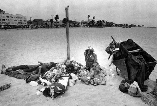 Homeless encampment on Venice beach