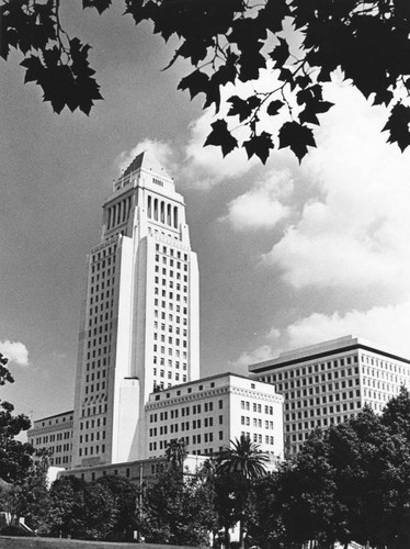 Glimpse of City Hall in Los Angeles