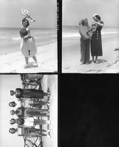 Young women with lock and key, Roosevelt Highway